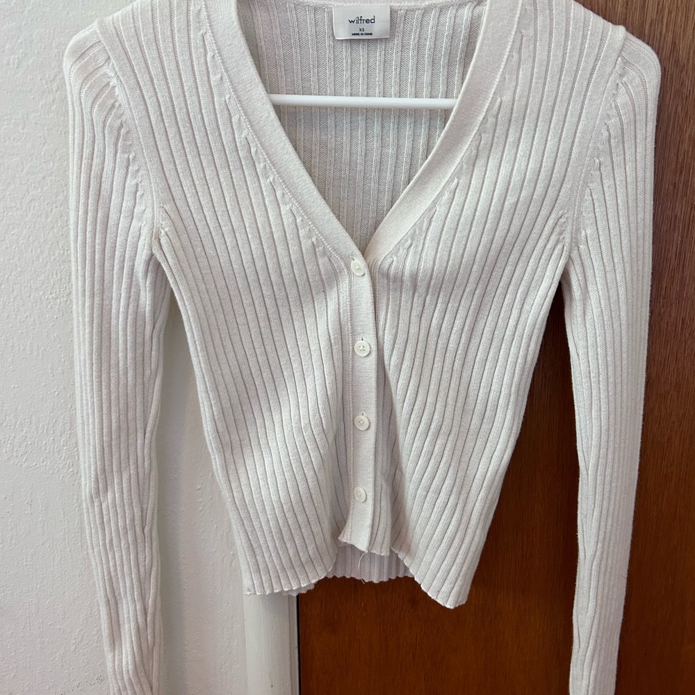 Aritzia Wilfred Cream Ribbed Women's Sweater